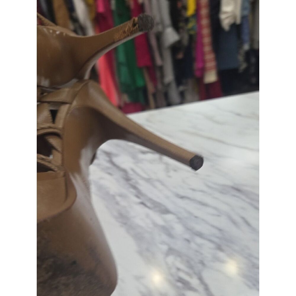 Yves Saint Laurent Tan Multi-Strap Platform Slingback Heels - Picture 8 of 15